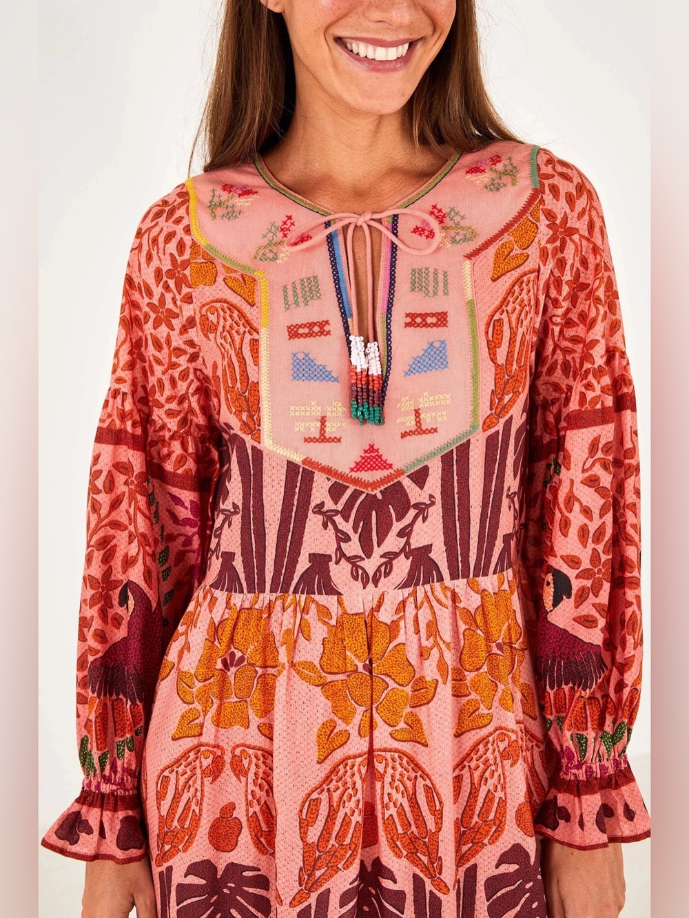 NWT FARM RIO Ainika Printed Tiered Maxi Dress Sz S - Picture 5 of 15